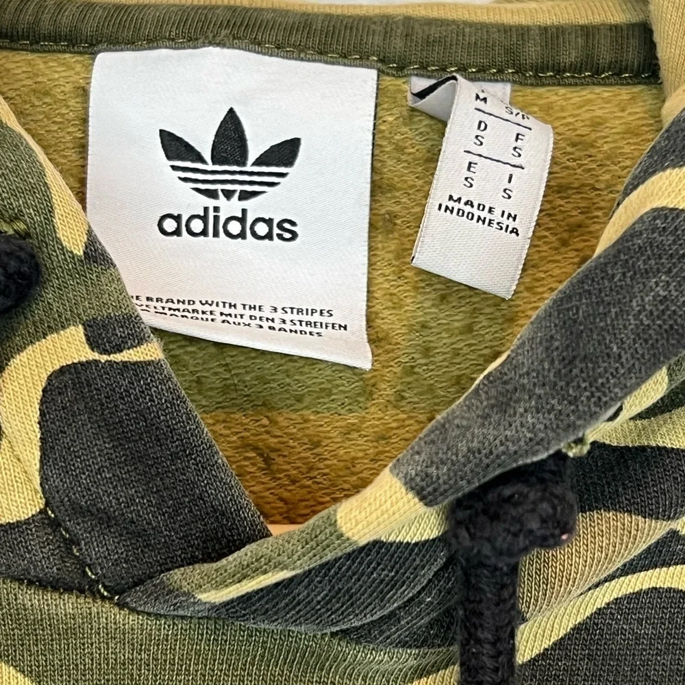 Adidas Camo Hoodie Size S Men's Green Trefoil Firebird Logo Dip Dyed